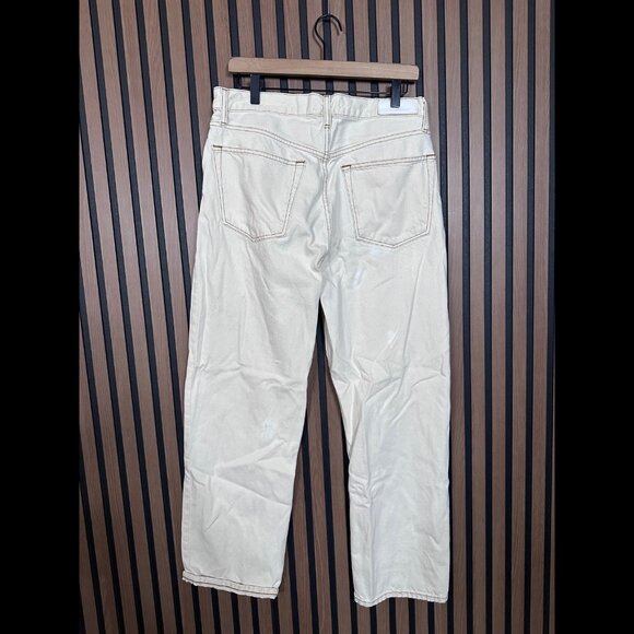 RE/DONE Jeans 29 Womens Ivory White Spot Straight High Rise Poly Denim - Picture 2 of 11